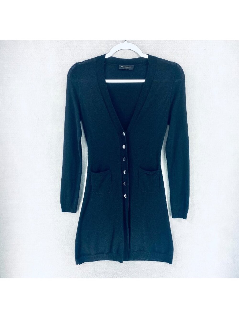 Bruno Manetti Cashmere Sweater Womens XS Black Button Up Cardigan Italy Luxury
